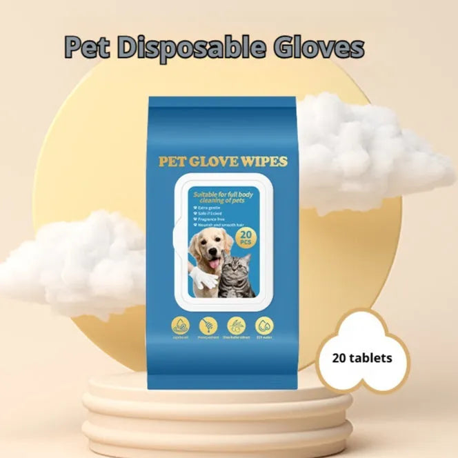 Disposable gloves for pet bath cleaning in 20-piece packs with wash free design