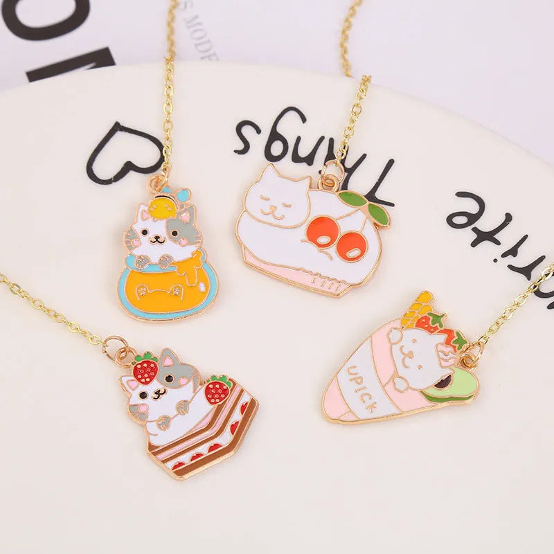 Jane Lime Foodie cat metal pendant bookmark with cartoon design measuring 3.8cm by 18.3cm
