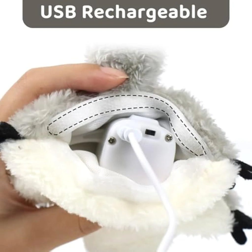 Grey flapping squirrel cat toy with waving wings and realistic sound effects