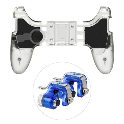 Black wired mobile phone gamepad handle with physical buttons for gaming control