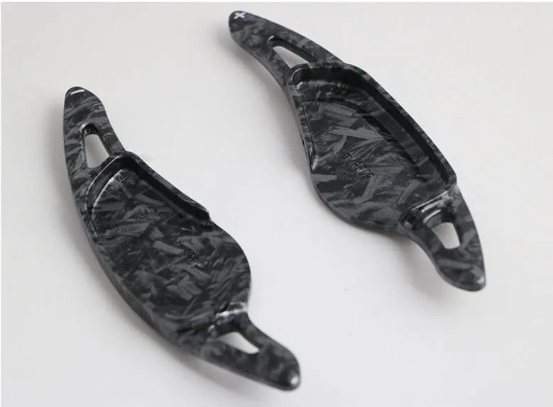 Carbon fibre look steering wheel paddle shift replacements for car interior modification