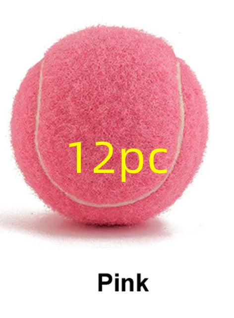 Rubber dog tennis ball toy in assorted colours with 6.3cm diameter for bite-resistant fetch games