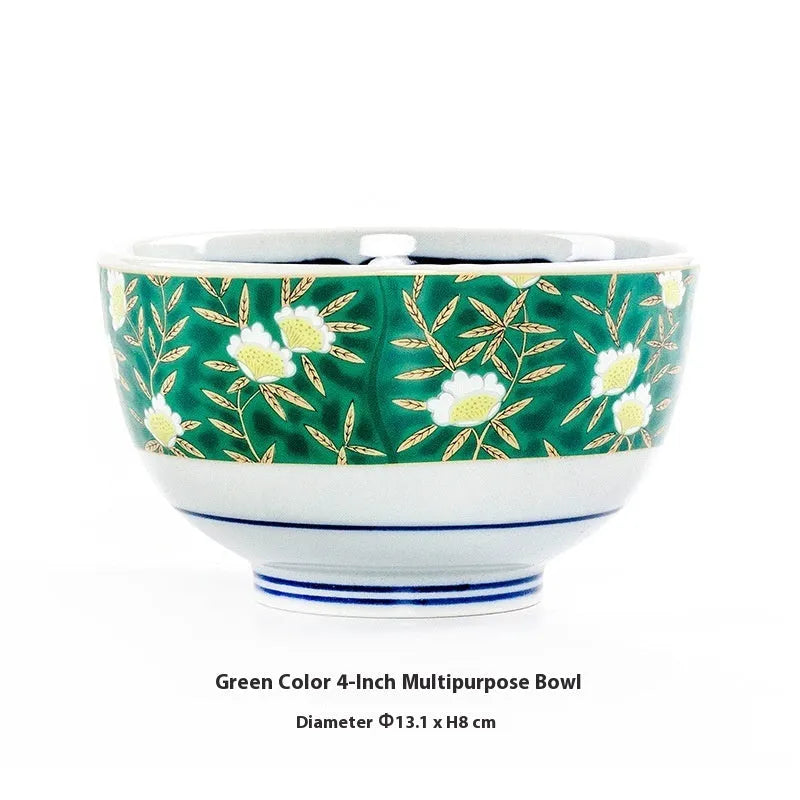 Japanese style retro ceramic 4-inch bowls with floral patterns