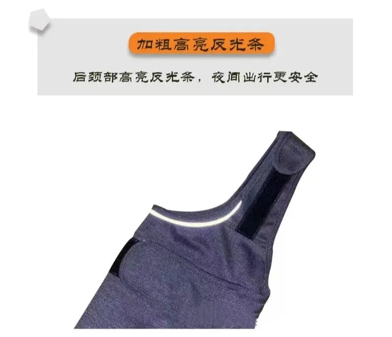 Heather Grey brocade cotton dog anxiety vest on a mannequin, showing sizing from XXS to XXL.