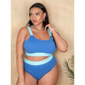 Polyester women's bikini set in high-waist briefs style with side split detail