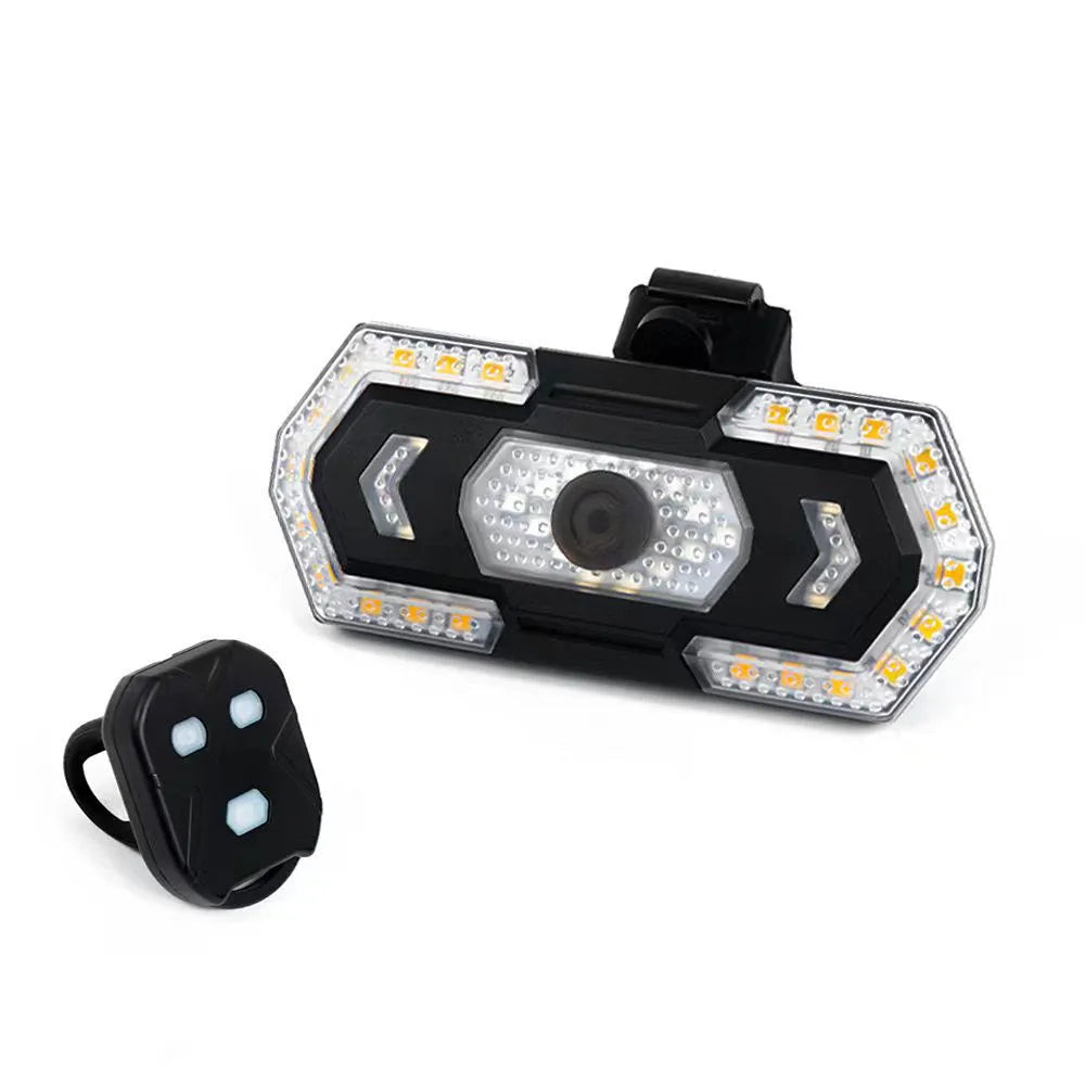 Black wireless remote control motorcycle LED taillight with USB charging port
