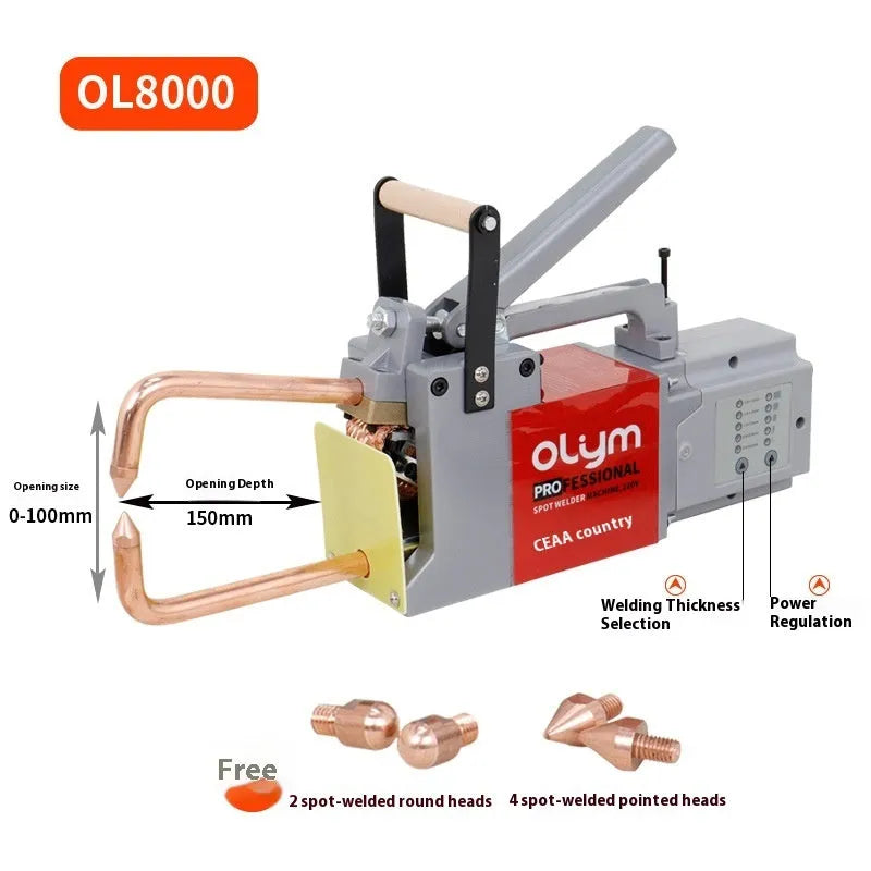 OL8000 manual spot welding machine with round and pointed welding heads