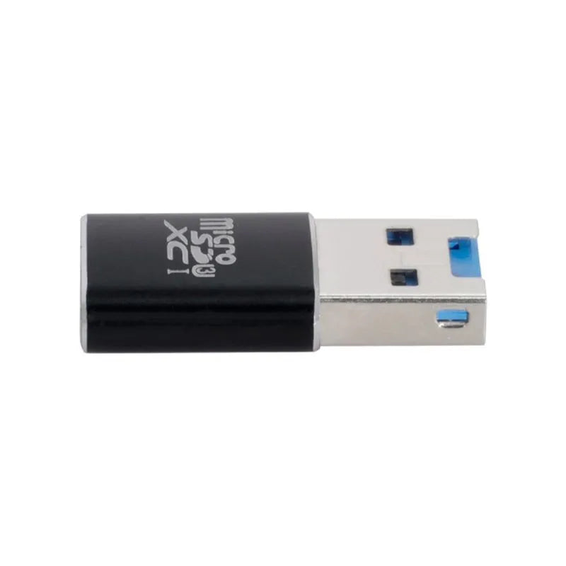 Black USB 3.0 micro SD memory card reader for SDXC cards up to 2TB capacity.