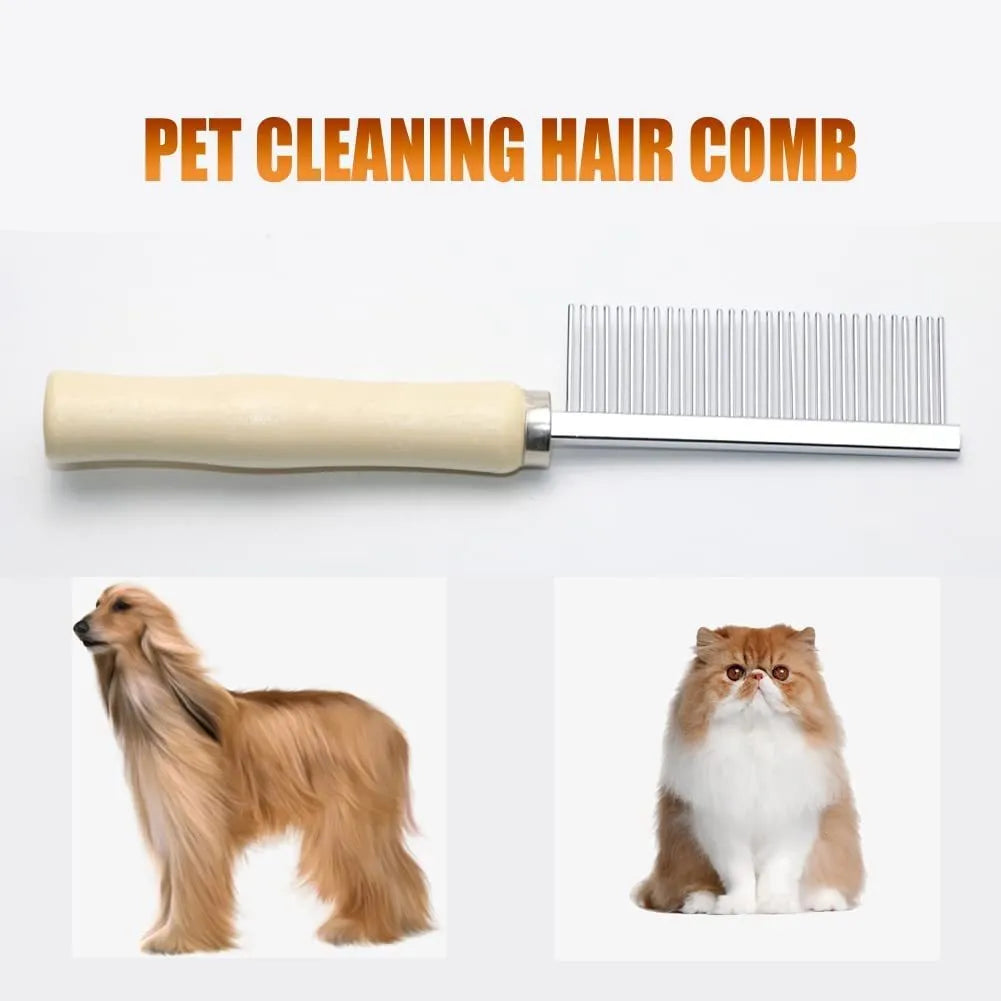 Wooden handle pet grooming comb with round needles for dogs and cats